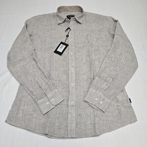 Barabas Men's Beige 100% Linen Long Sleeves Button-Up Shirt 4B30 Size Medium